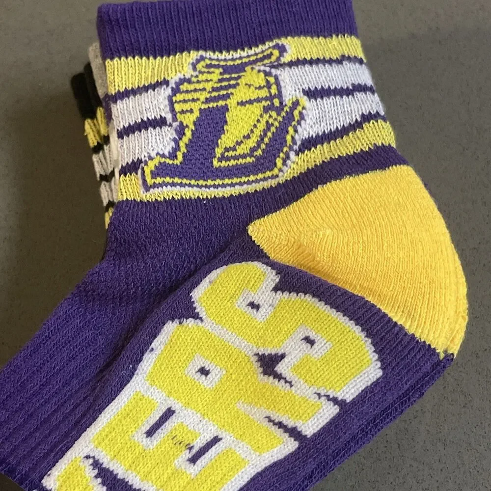 3 Pair NBA Ultra Game Los Angeles Lakers Quarter Cut Socks 7-9 M Shoe 9-4 Kids